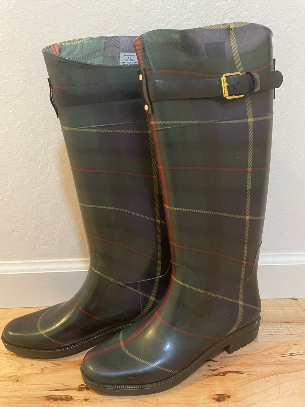 Lauren Ralph Lauren Rossalyn II Plaid Tall Rain Boots – Women’s Size 8 - Picture 2 of 9